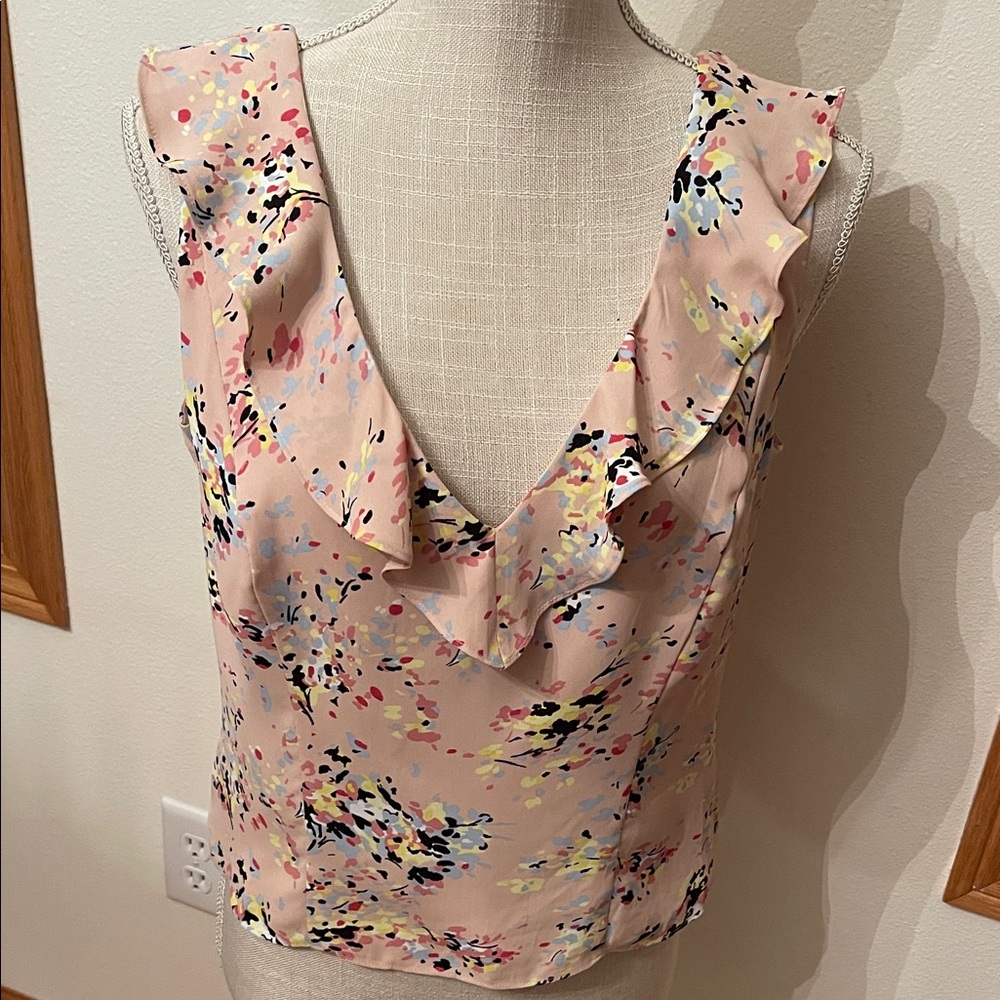 White House Black Market Multicolor Ruffle Blouse